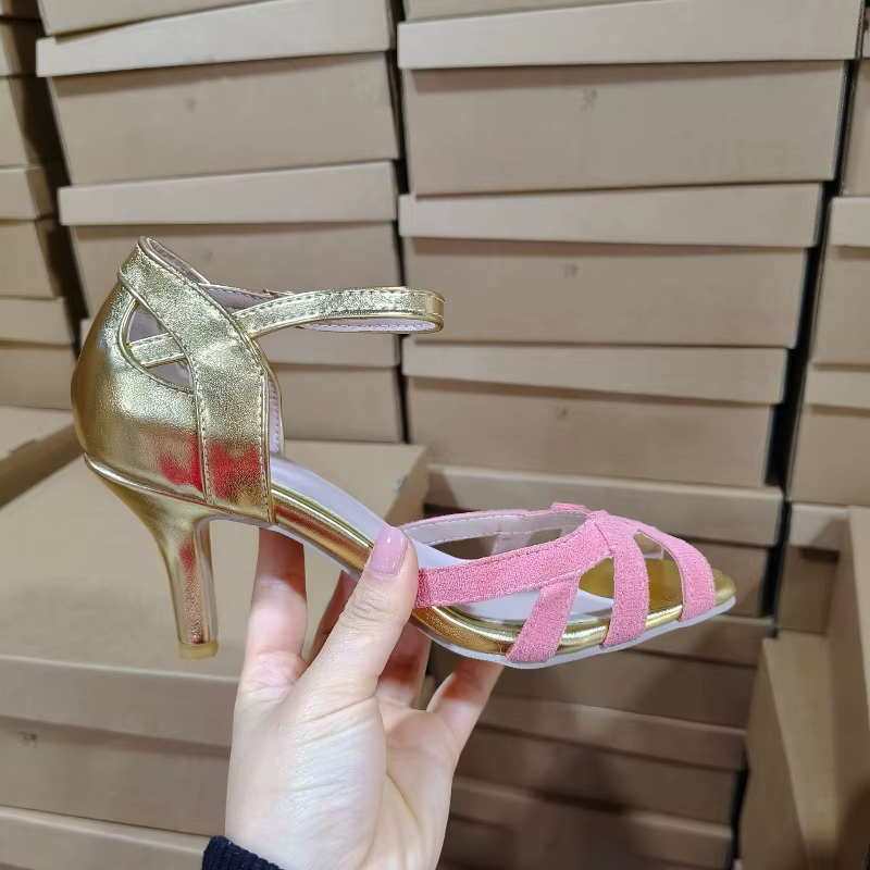 Sandales d'été à talons hauts pour femmes, bout ouvert, en daim, grandes tailles, confortables, pour soirée, avec boucle de luxe, nouvelle collection 2026