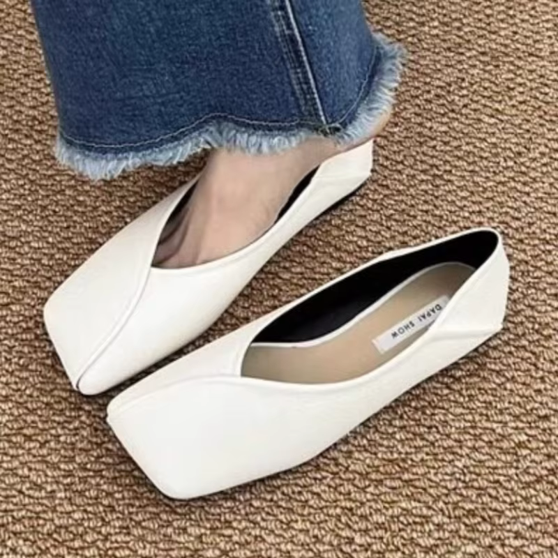 Chaussures plates à bout carré pour femmes, mocassins décontractés et élégants, sandales peu profondes confortables et souples, nouvelle collection pour femme