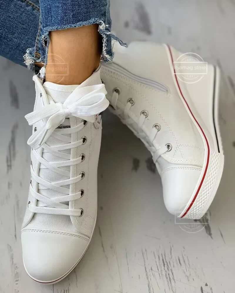 Baskets compensées à plateforme à lacets pour femmes