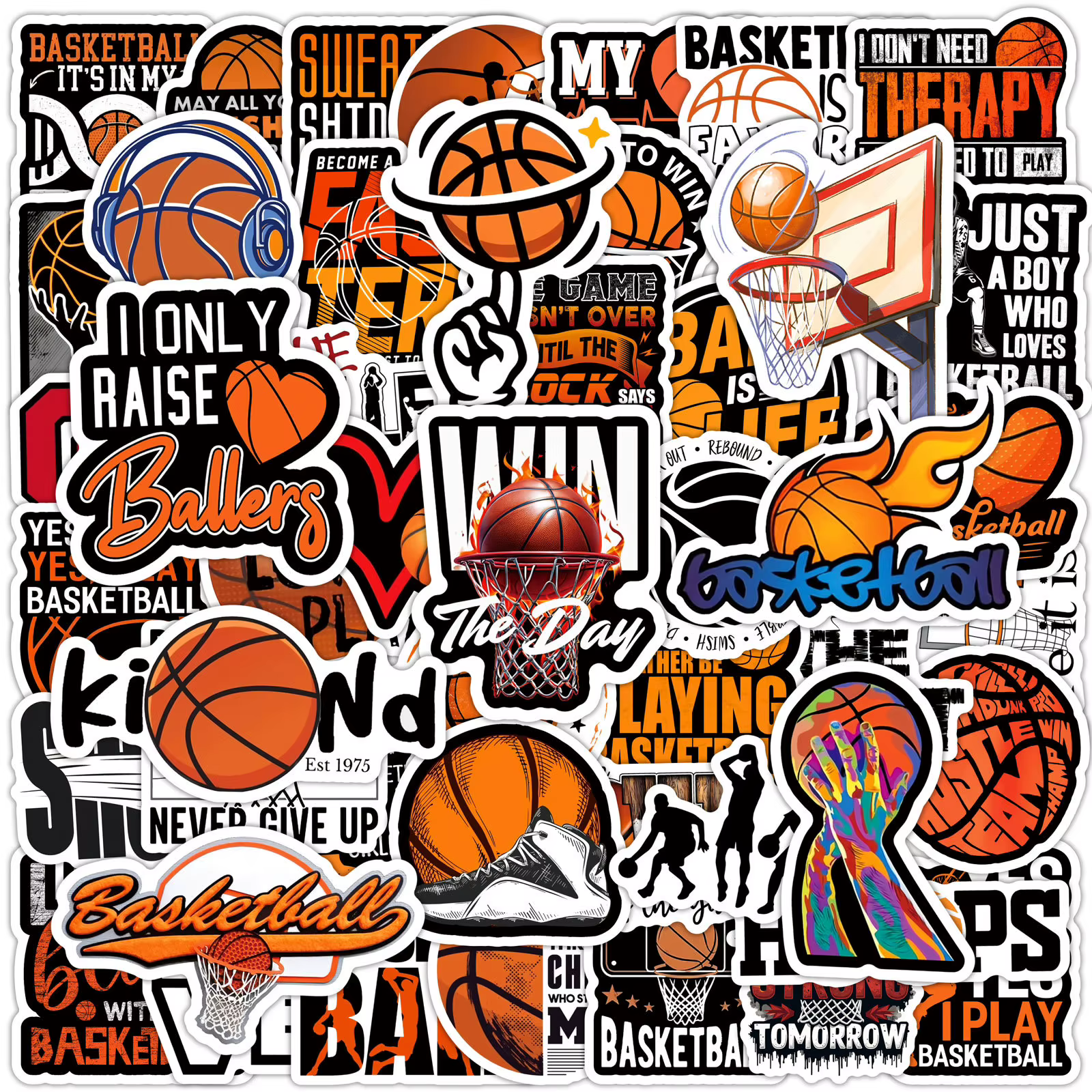 50 autocollants sportifs de basketball, autocollants de motivation pour le basketball, autocollants DIY pour skateboard, moto, valise, décoration de téléphone, ordinateur portable