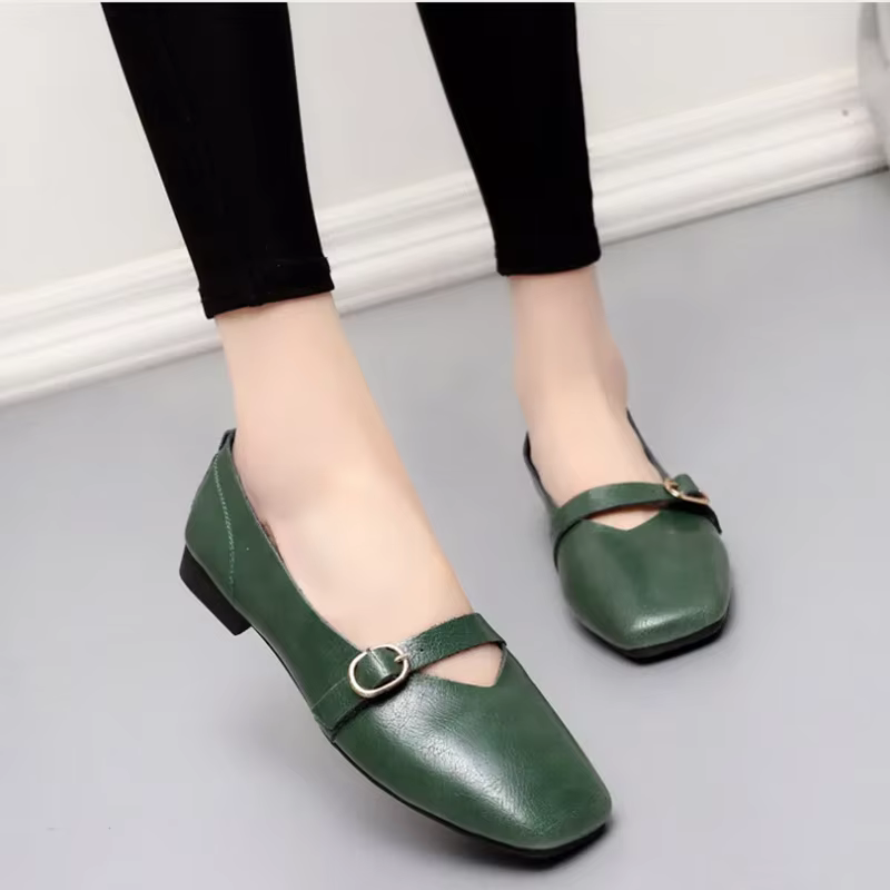 Chaussures Plates en Cuir group pour Femme