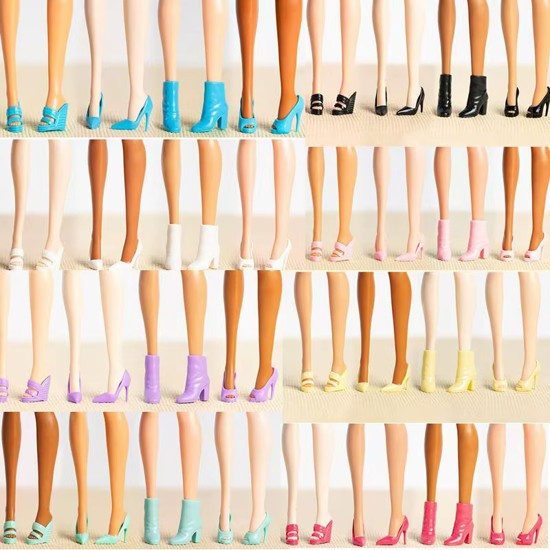 Chaussures de poupée à talons pour Barbie, 4 paires/lot, vêtements de pied de princesse, blanc, noir, rose, sandales à talons hauts, bottes, chaussons, accessoires, jouets, 1/6