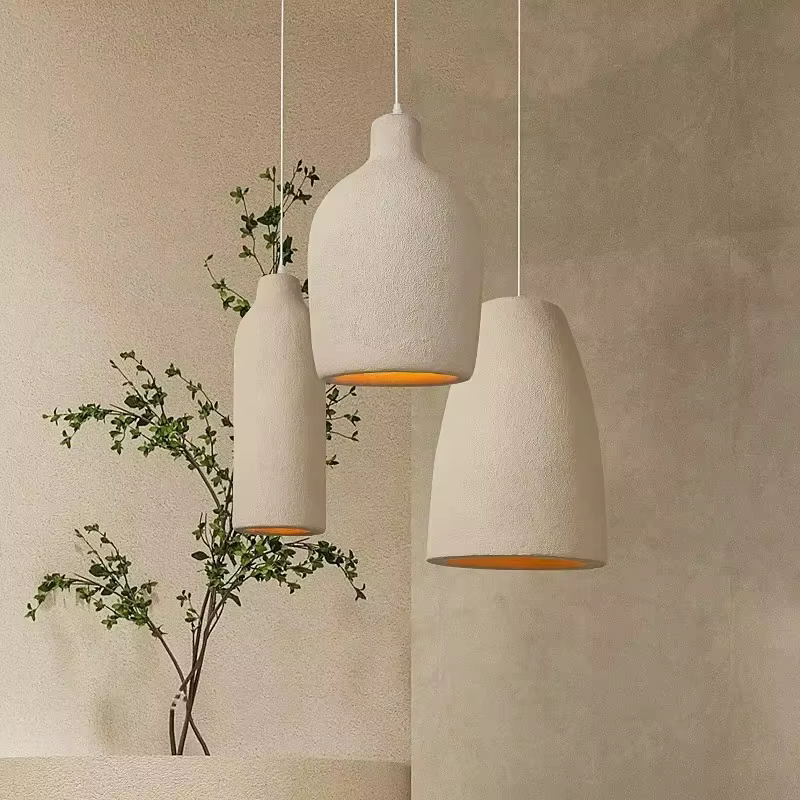 Wabi-sabi Style japonais Restaurant jaune travertin lustre Bar moderne chambre lampe de chevet minimaliste décoration de la maison LED