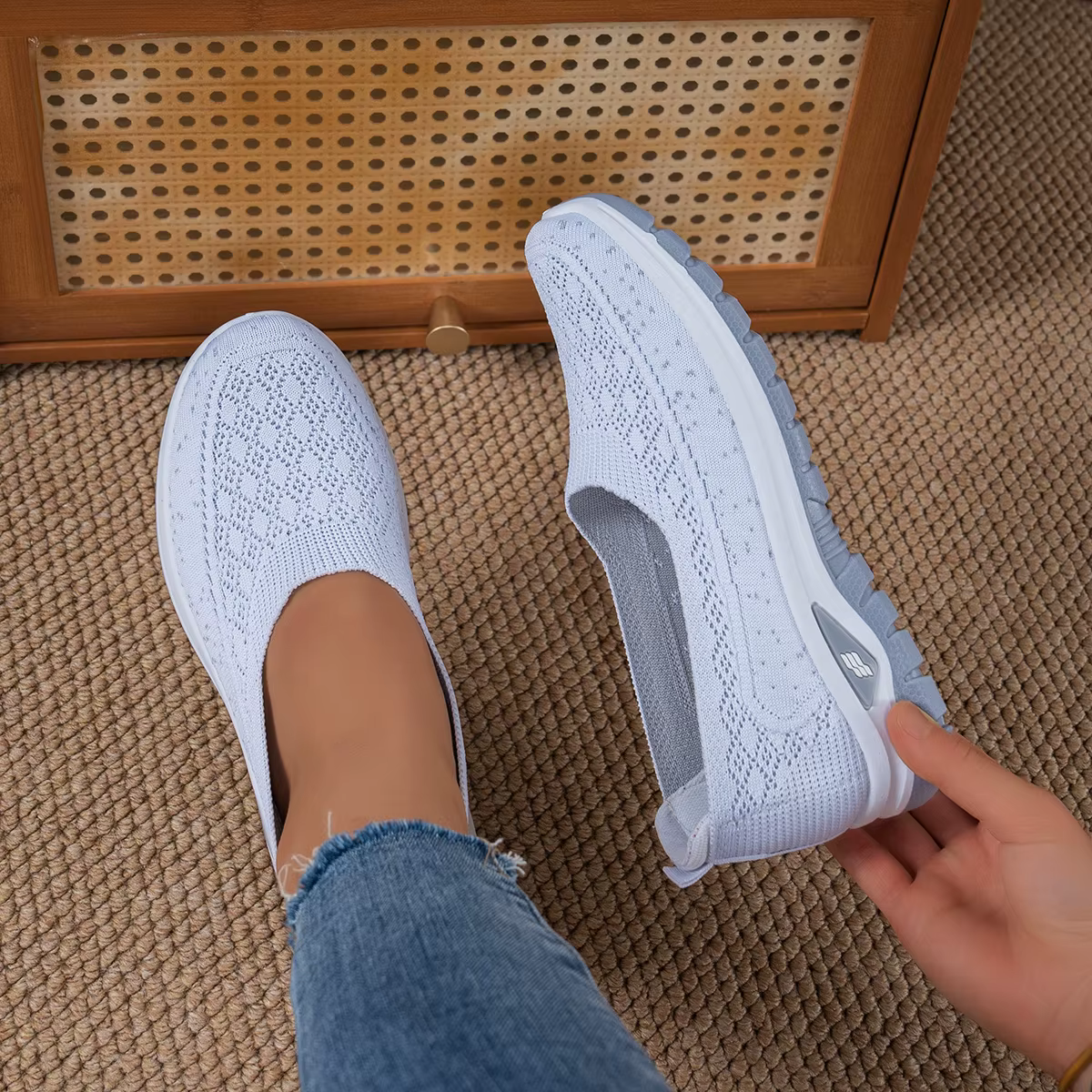 Baskets Jacquard ajourées à enfiler pour femmes
