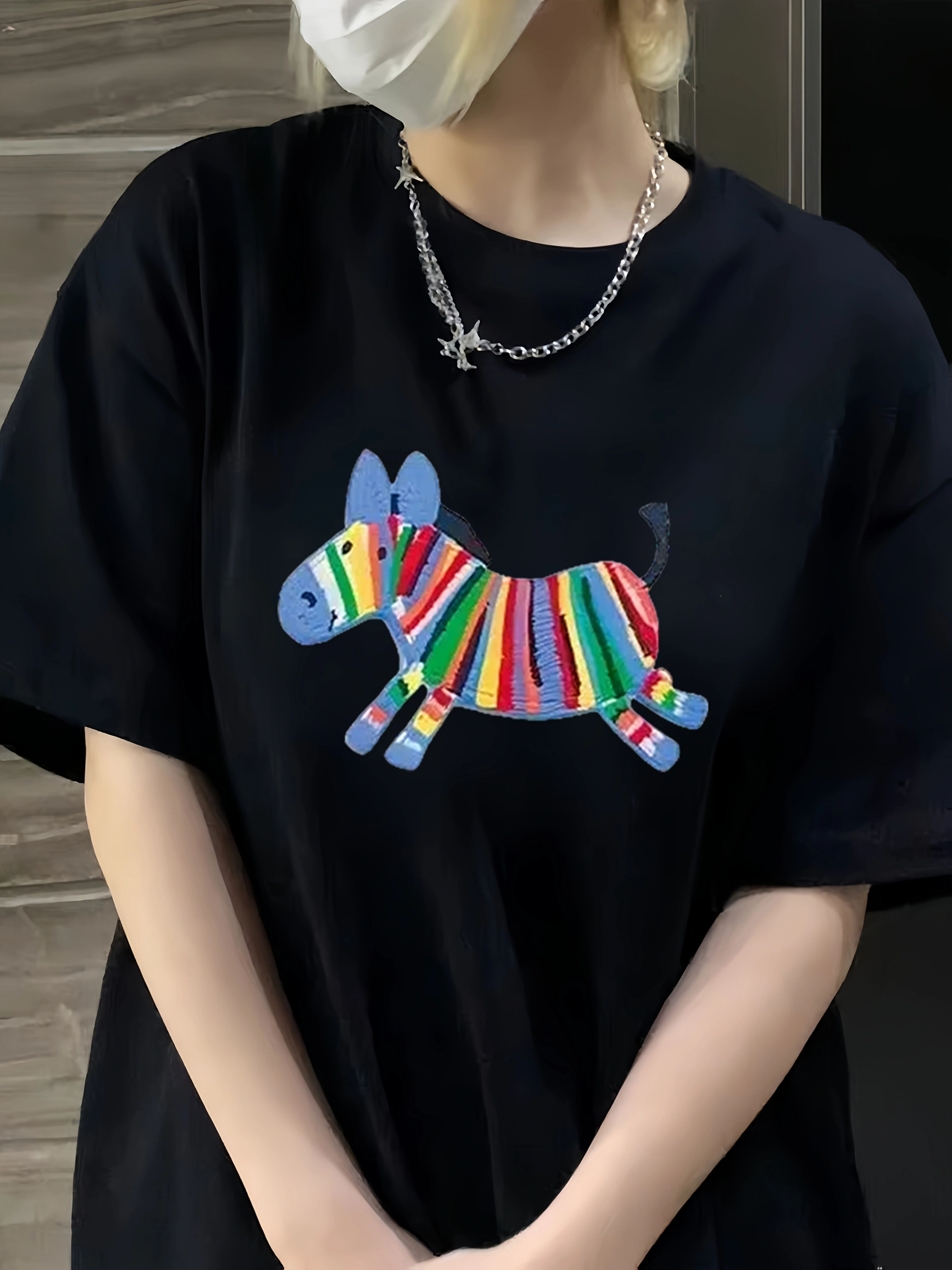 T-shirt surdimensionné pour femmes, mode d'été, imprimé dessiné, décontracté, haut à manches courtes, pull confortable, grande taille, tenue tendance