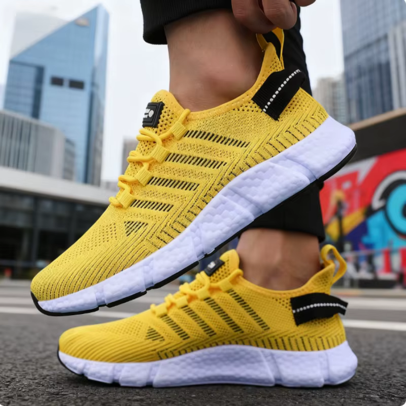 Chaussures de course pour hommes léger à semelles souples maille respirant à lacets
