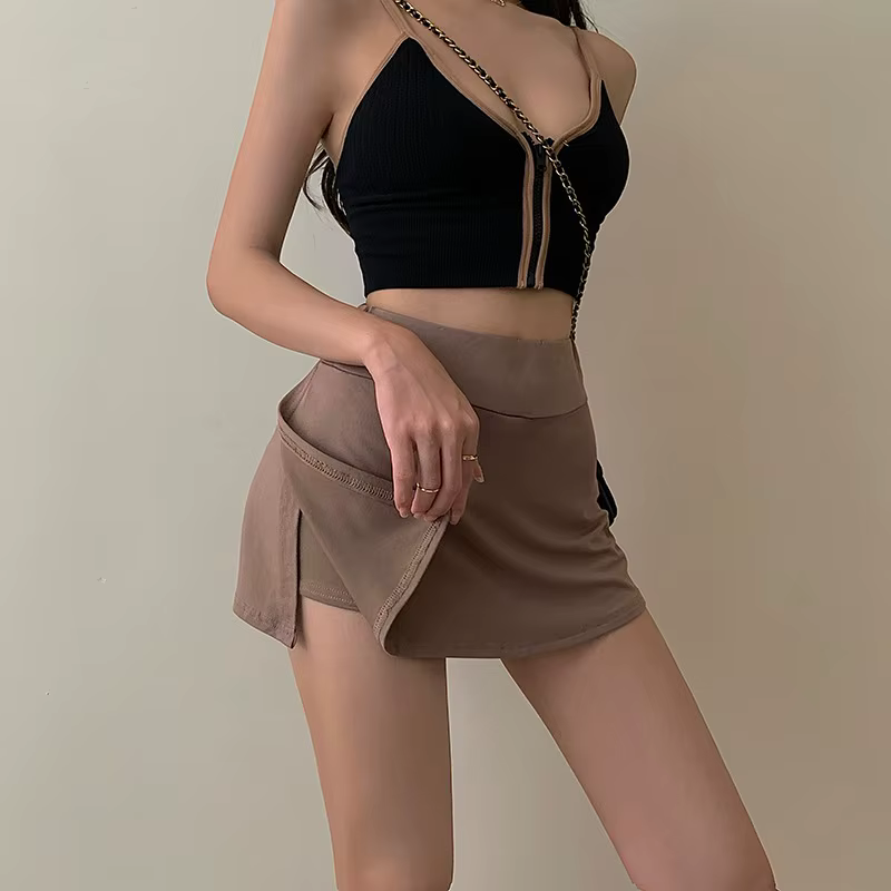 Jupe de Tennis pour femmes, taille haute, Sexy, sac serré aux hanches, jupe courte de sport d'été, jupe trapèze fendue, Mini jupe Y2K