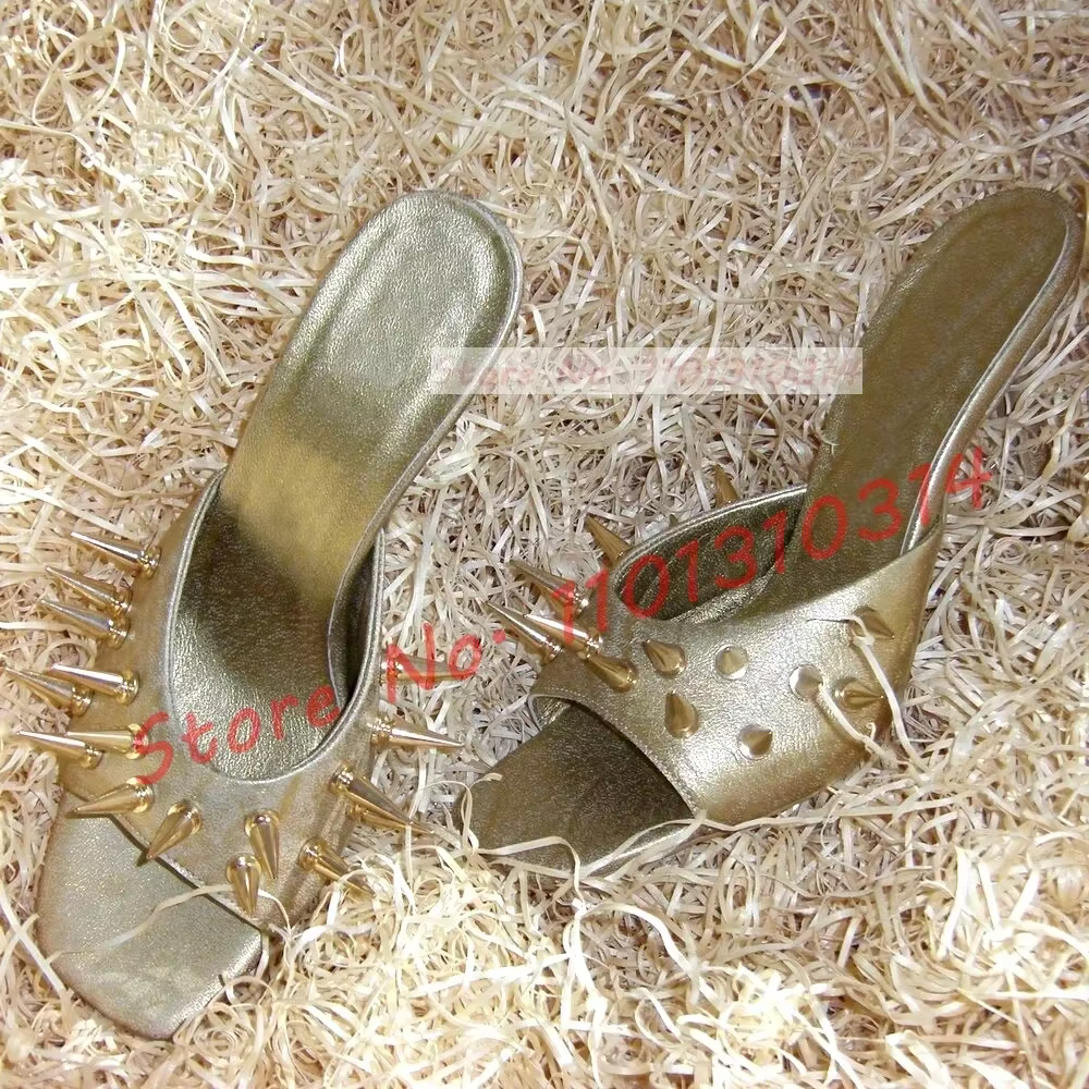Mules à pointes métalliques à bout ouvert pour femmes