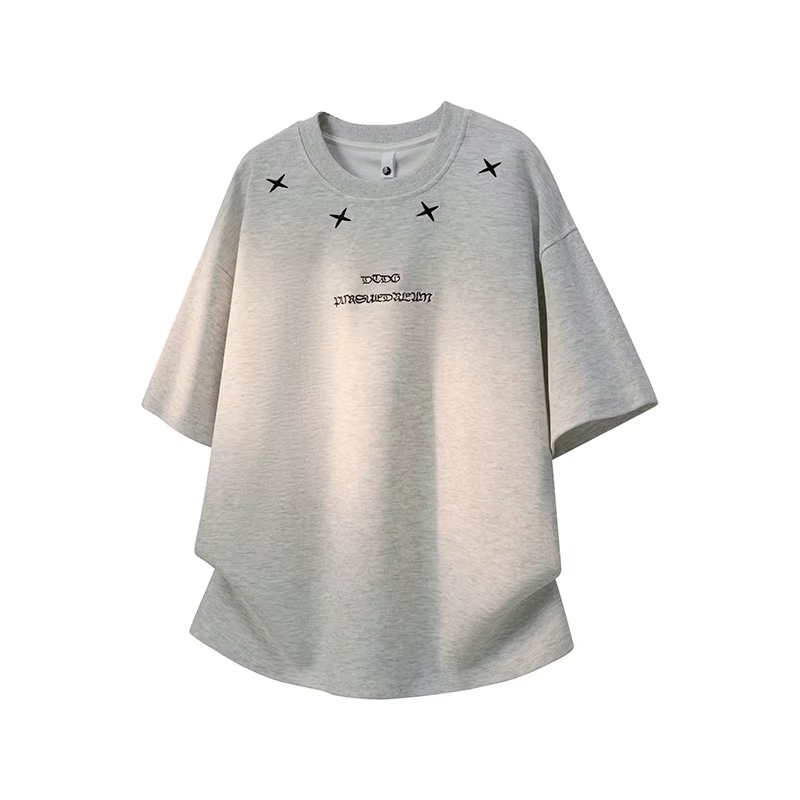 T-shirt pour homme style gothique punk avec broderie étoile, imprimé gothique, coupe ample, streetwear décontracté, haut pour homme, haut pour couple