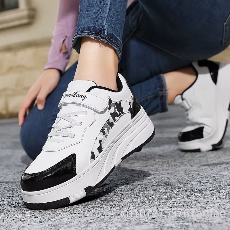 Chaussures de Skateboard pour enfants marche roulante double usage confortable résistant à l'usure en plein air patinage à roulettes baskets filles décontracté Sho