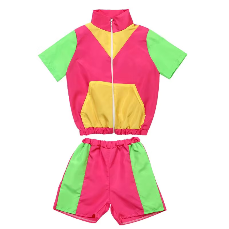 Costumes pour enfants années 80 et 90, tenues disco, vêtements hip hop, ensembles de vêtements de sport, hauts et shorts pour fête dansante, cosplay