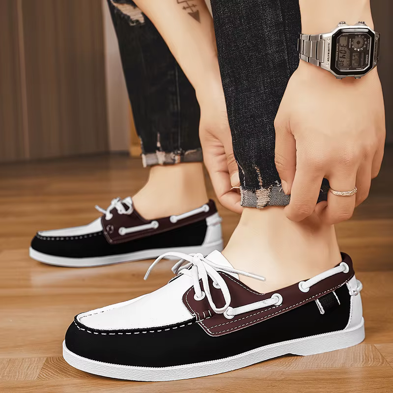 Hommes mocassins Design bateau chaussures en cuir PU de haute qualité confortable sans lacet doux plat polyvalent à la