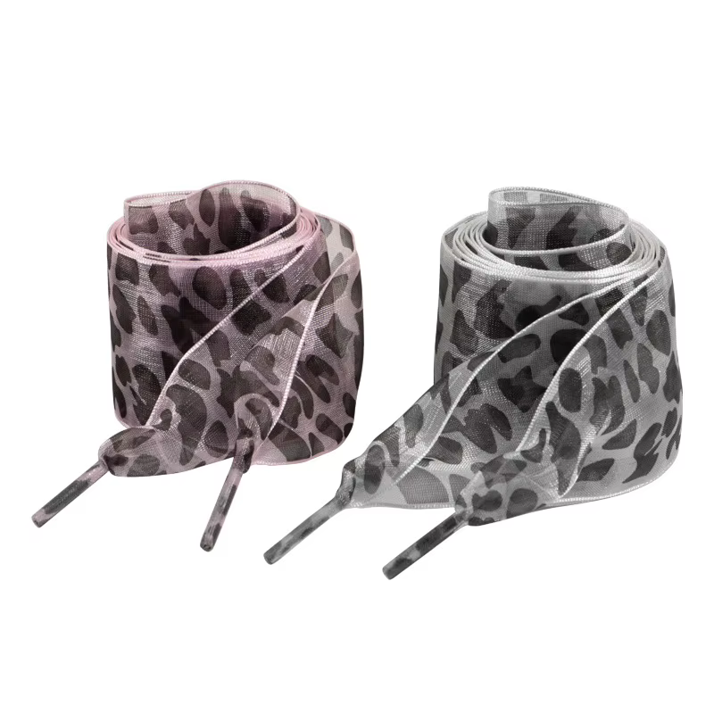 Lacets en satin imprimé léopard pour hommes et femmes