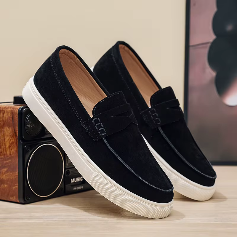 Printemps été marron daim mocassins hommes sans lacet