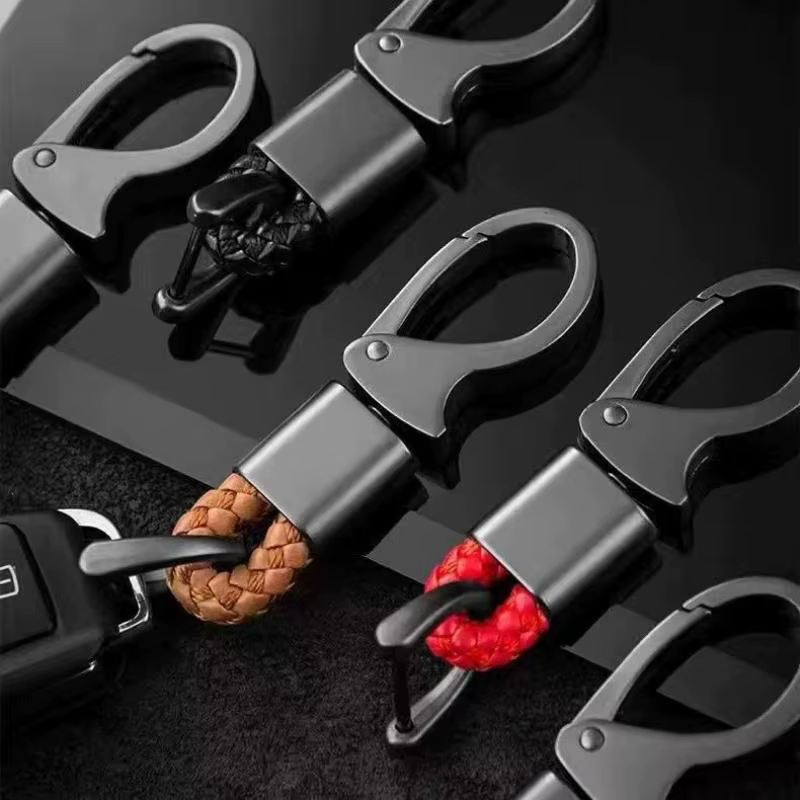 Porte-clés de voiture personnalisé pour homme, accessoire créatif en corde tressée et métal, pendentif durable pour clés