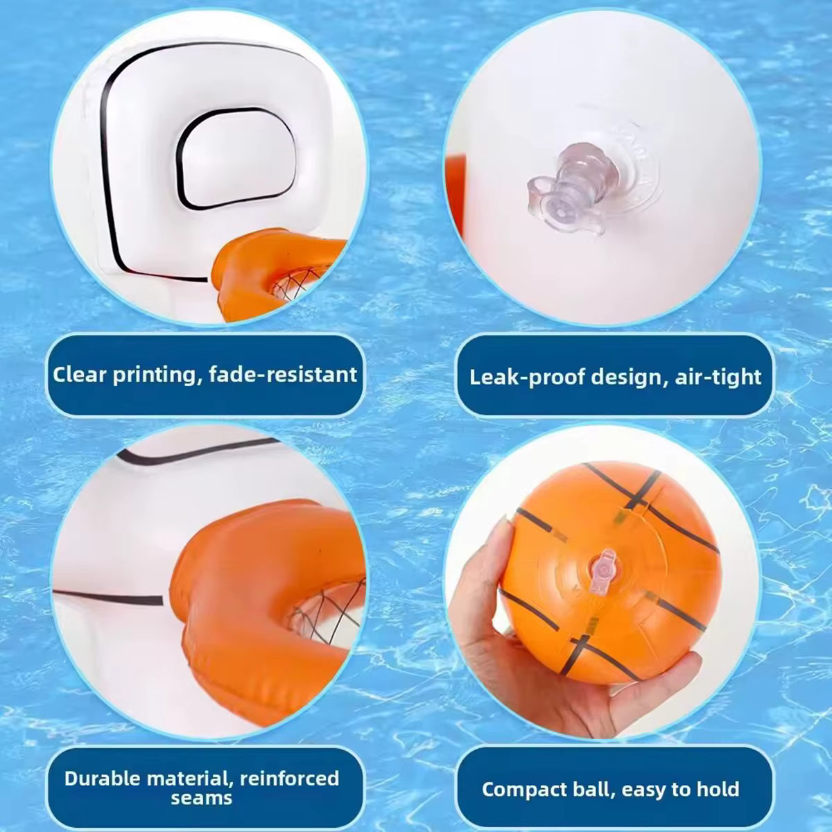 Ensemble de panier de basket flottant gonflable en PVC épais, jeu de tir aquatique avec mini ballon de basket pour piscine, plage et jardin en été