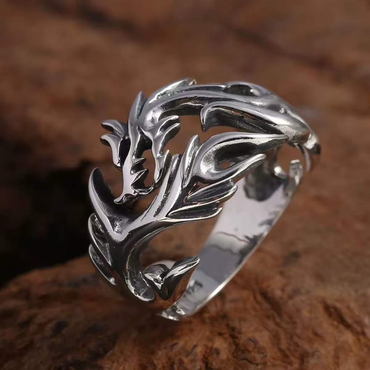 Bagues de forme irrégulière pour hommes, anneau ouvert réglable en acier inoxydable, couleur argent, bijoux Punk Vintage, cadeaux