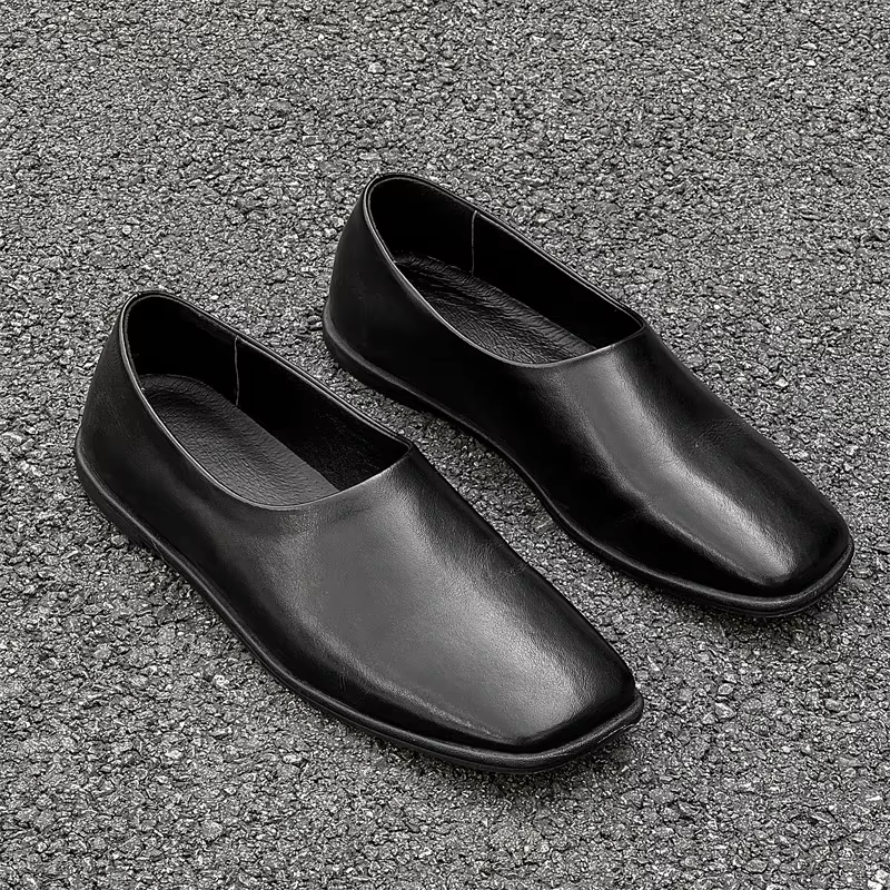 Chaussures de bureau en cuir véritable à fond souple pour hommes