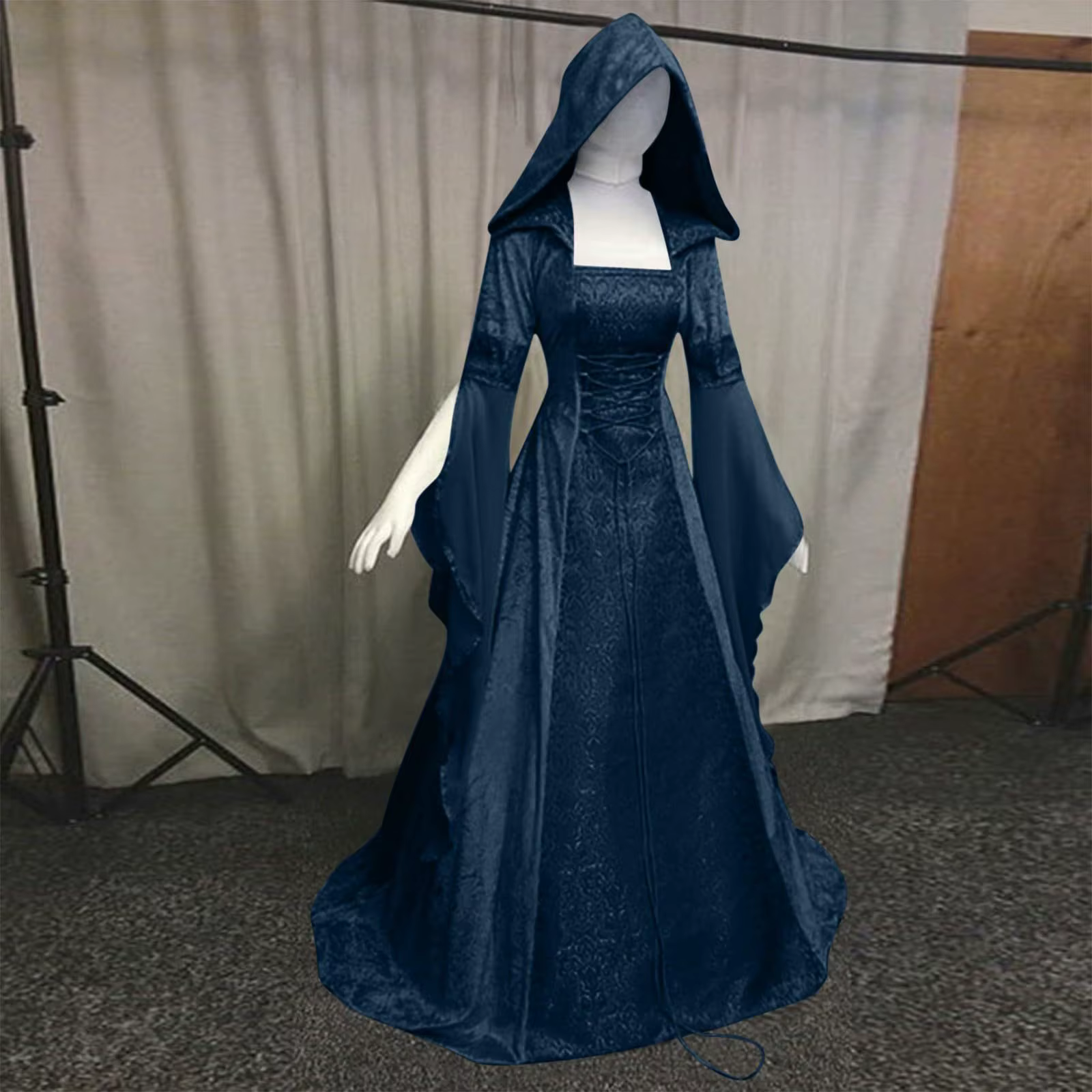 Robe de mariée de style rétro médiéval pour femmes, 8 couleurs, à capuche, taille, cosplay