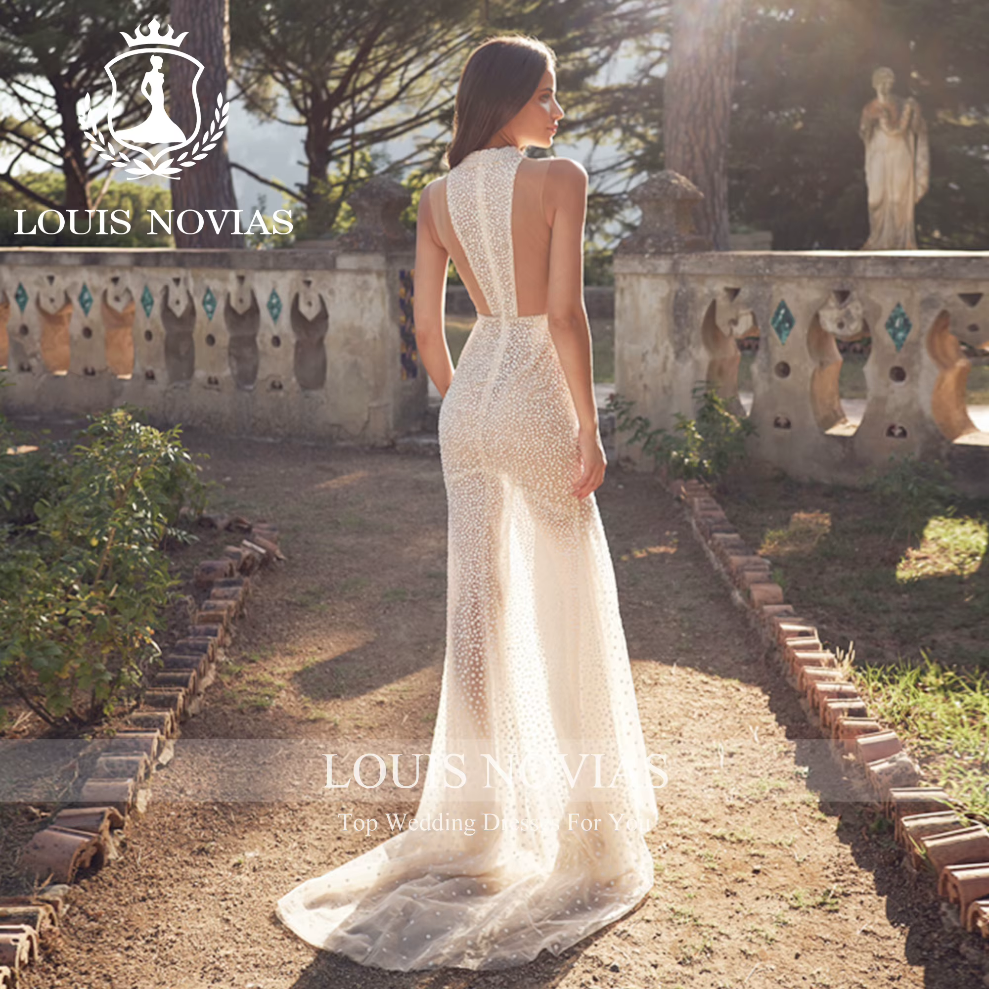LOUIS NOVIAS robes De mariée pour femmes Style sirène romantique Semi-Transparent fente-ourlet Sexy robe De mariée robes De Novia