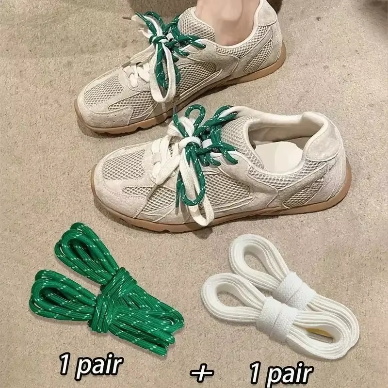 1-2 paires de lacets ronds pour chaussures de sport, lacets bicolores durables pour chaussures de randonnée en plein air, chaussures de travail, bottes pour hommes et femmes