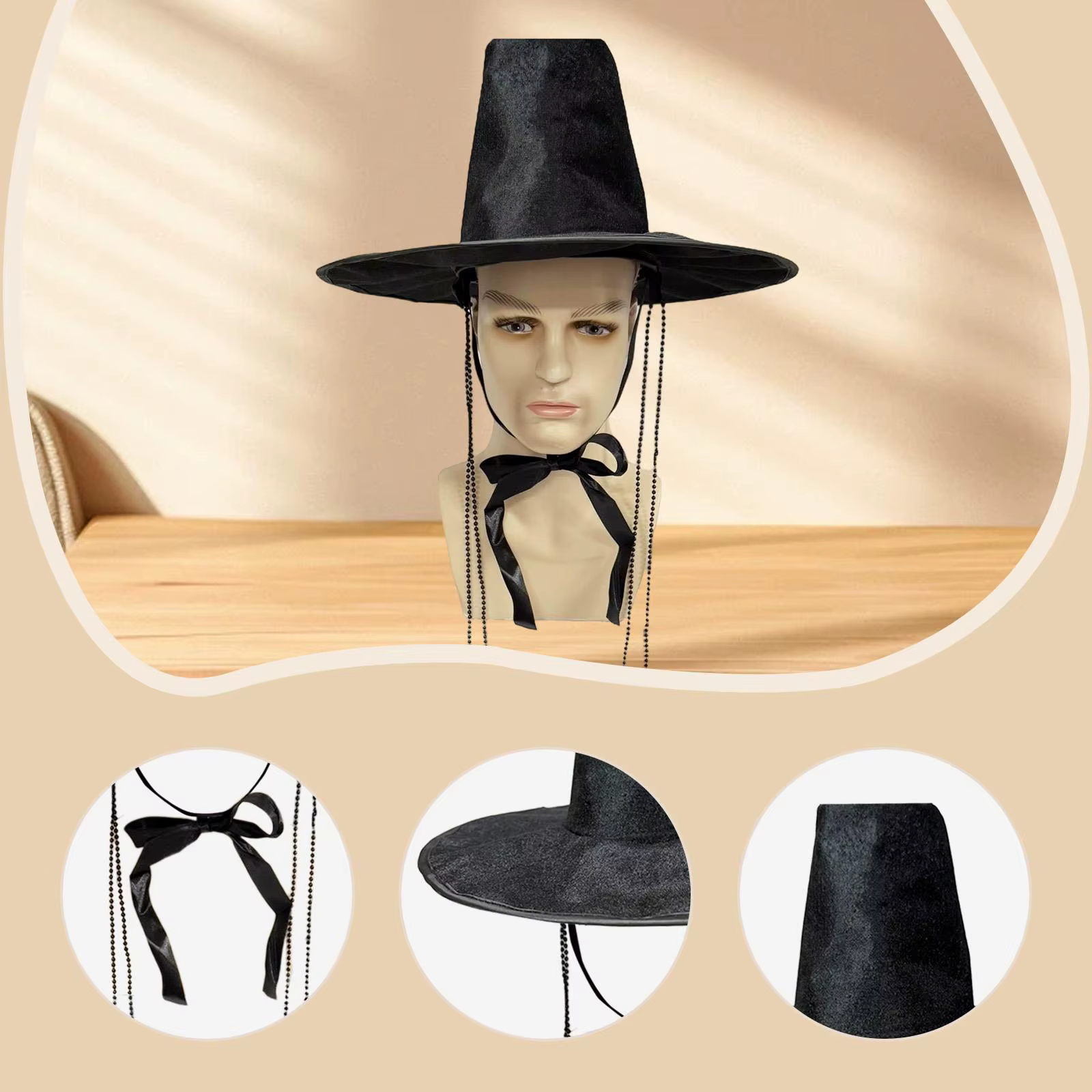 Chapeau de Style coréen, décoration traditionnelle polyvalente, jeu de rôle classique, Cosplay pour hommes, casquette de bal, couvre-chef, déguisement, chapeau haut-de-forme Extra haut