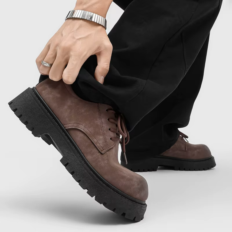 Chaussures Derby montantes à plateforme rétro de style anglais pour hommes