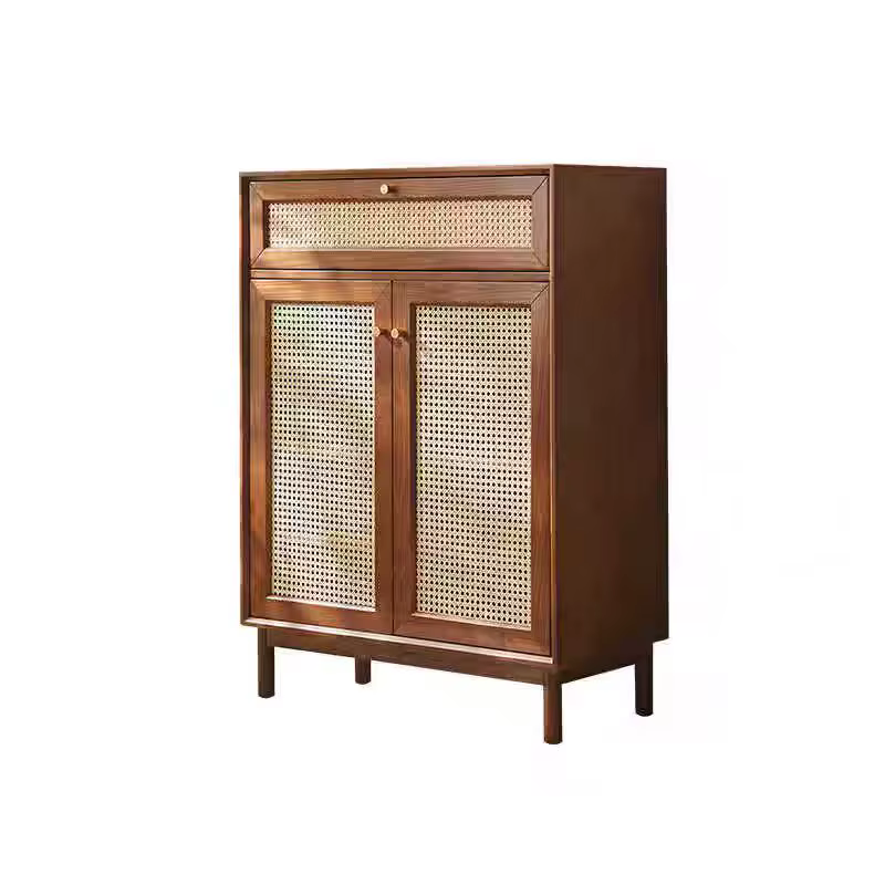 Armoire de rangement pour chaussures, étagère à chaussures nordique en bois de frêne massif, 110 x 40 x 80 cm, porte rainurée marron, organisateur de chaussures pour entrée, minimaliste