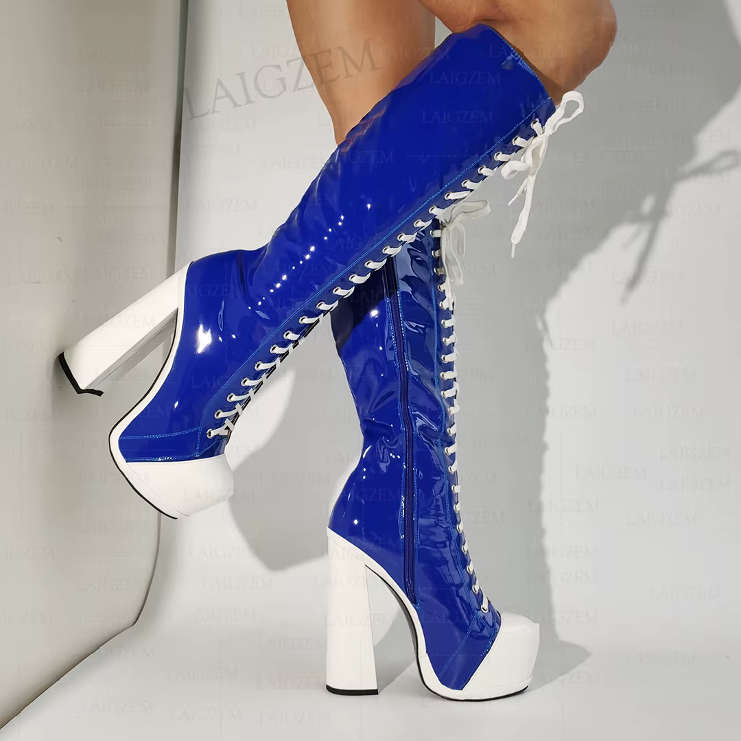 BERZIMER – bottes hautes à plateforme avec fermeture éclair latérale