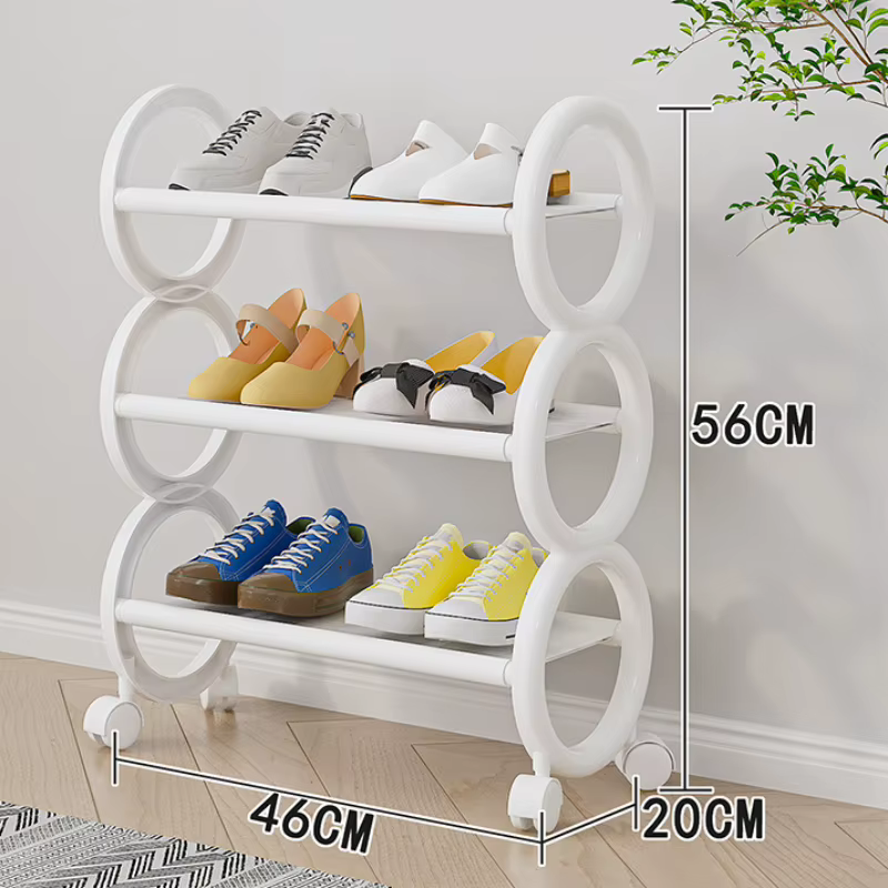 Étagère à chaussures rotative à 3/4 niveaux avec 360 ° Roues pivotantes et poignée annulaire mignonne – Organisateur