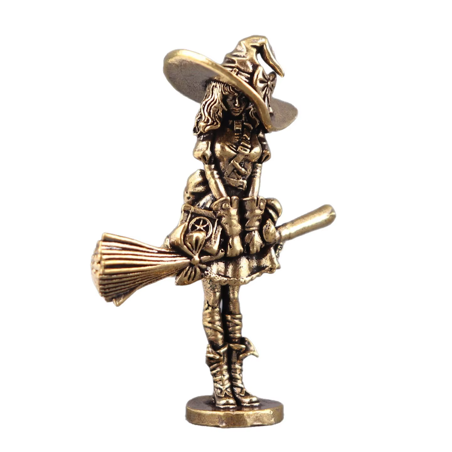 Figurine de sorcier pour la décoration intérieure, avec balai et baguette magique, objet décoratif artisanal pour la maison, le salon et le hall d'entrée