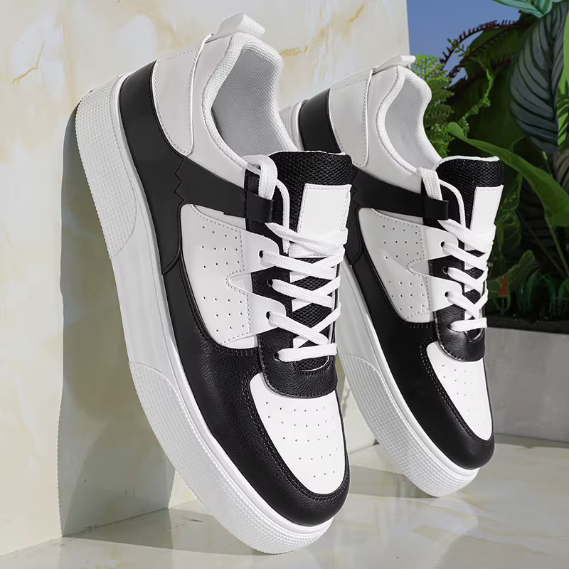 LOEIKAN Baskets décontractées blanches pour hommes | Chaussures de skate légères à tige basse