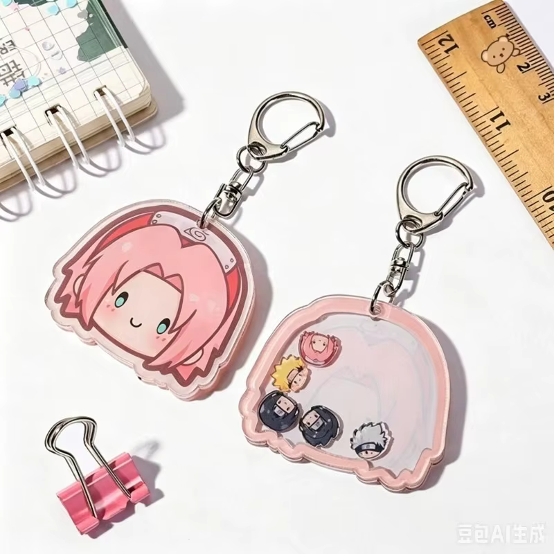 Porte-clés en acrylique Naruto Uzumaki et Sasuke Uchiha, accessoire d'animation créatif, pendentif mignon pour rockers, cadeau