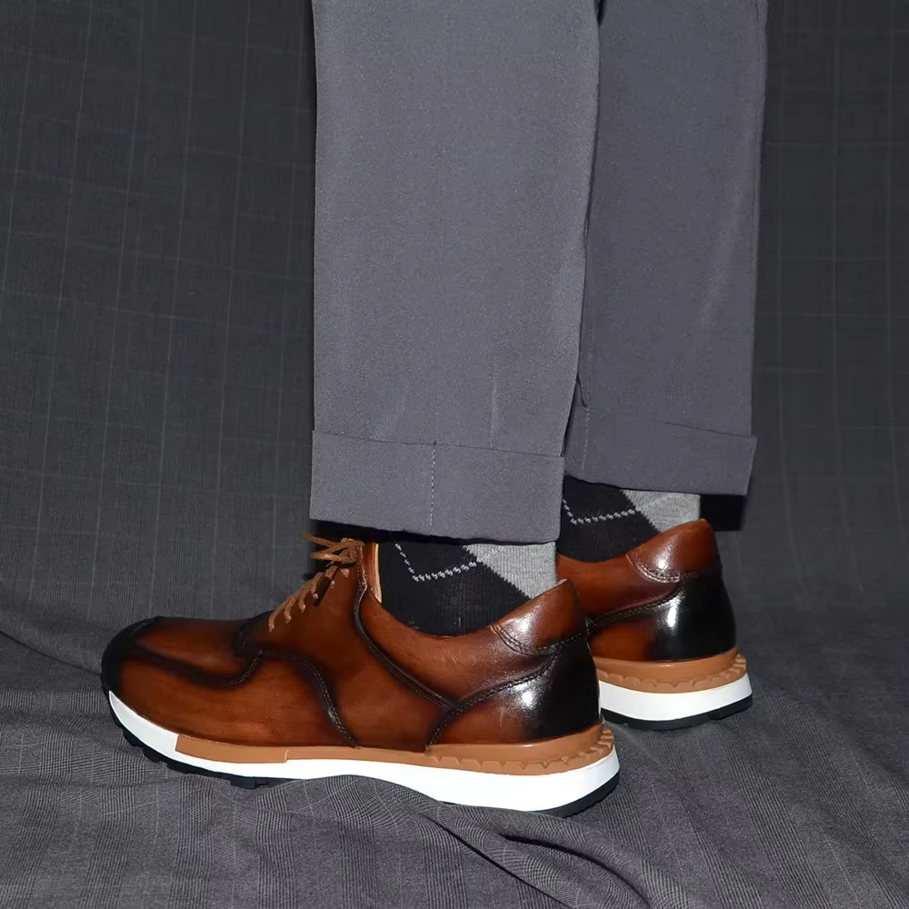 Marque chic en cuir véritable hommes baskets décontractées chaussures mode européenne automne hiver semelle