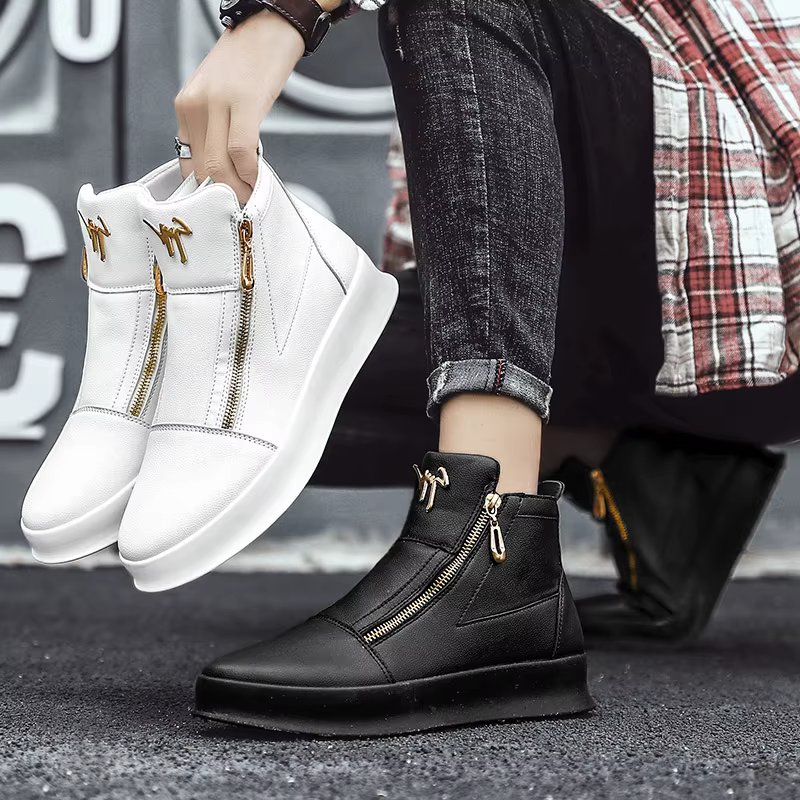 Marque de mode hommes baskets hautes offre spéciale plate-forme blanche chaussures décontractées
