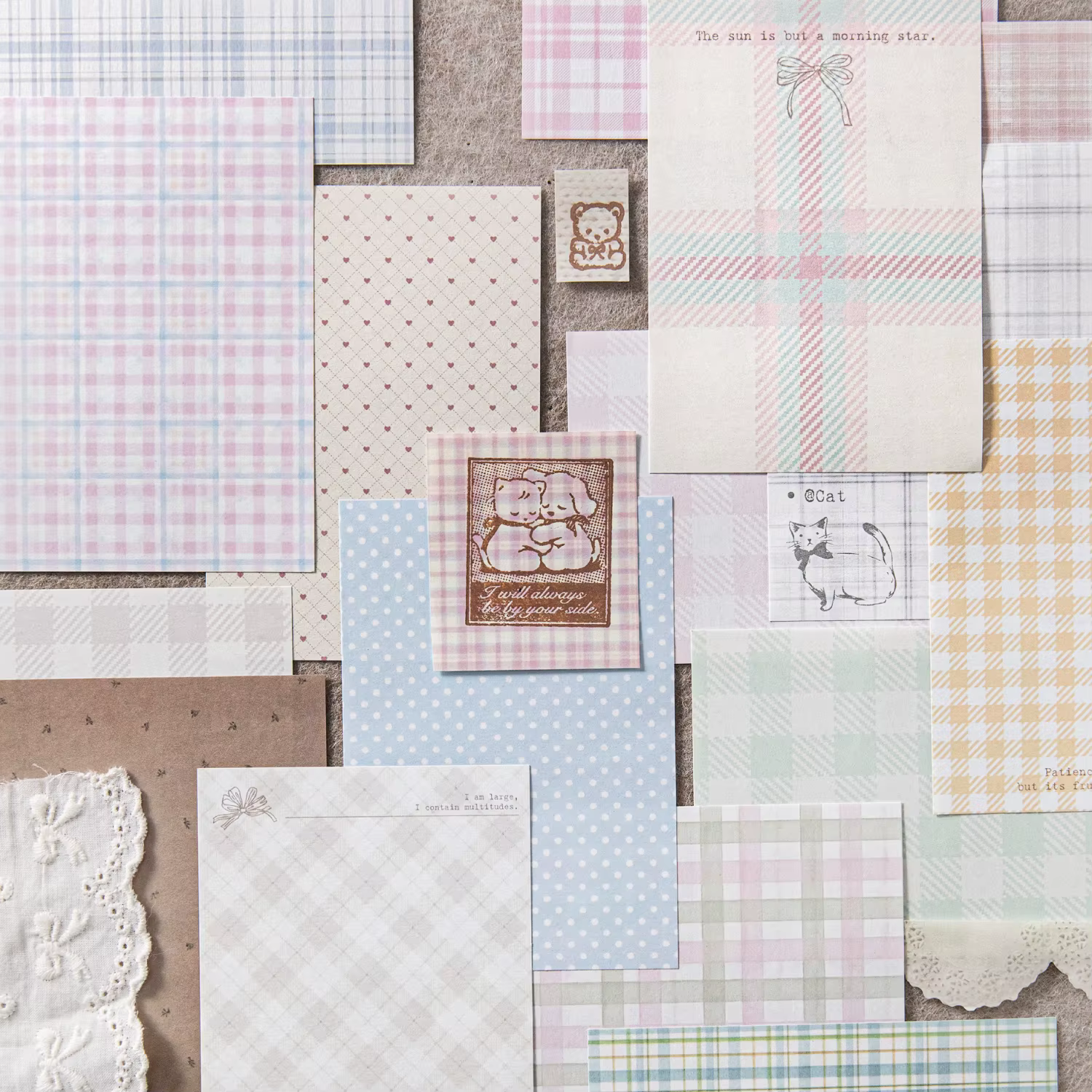 50pcs créatif plaid décor Scrapbook Vintage matériel papier Kit bricolage indésirable Journal Collage Album Photo rétro fond papier ﻿