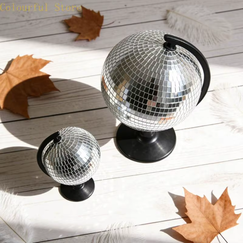 X7XD – statues Disco en argent, miroir, Sculpture Disco avec Base, ornement bureau pour décorations fête