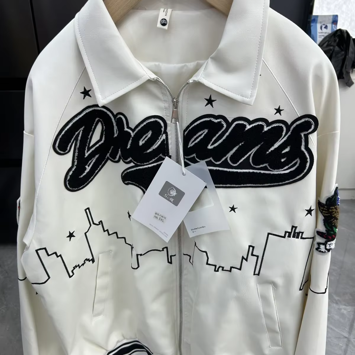 Vestes robustes de style américain pour hommes, veste de baseball vintage brodée, veste en cuir unisexe, manteaux de moto pour hommes