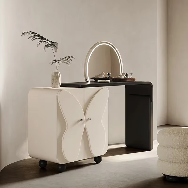 Table de maquillage moderne avec miroir et chaise, meuble de rangement pour chambre à coucher, coin bijoux, suite de salon Penteadeira