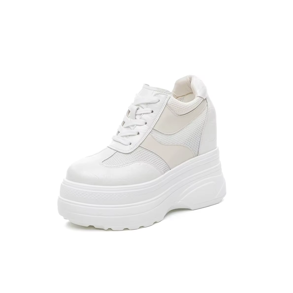 Baskets montantes en cuir blanc pour femme