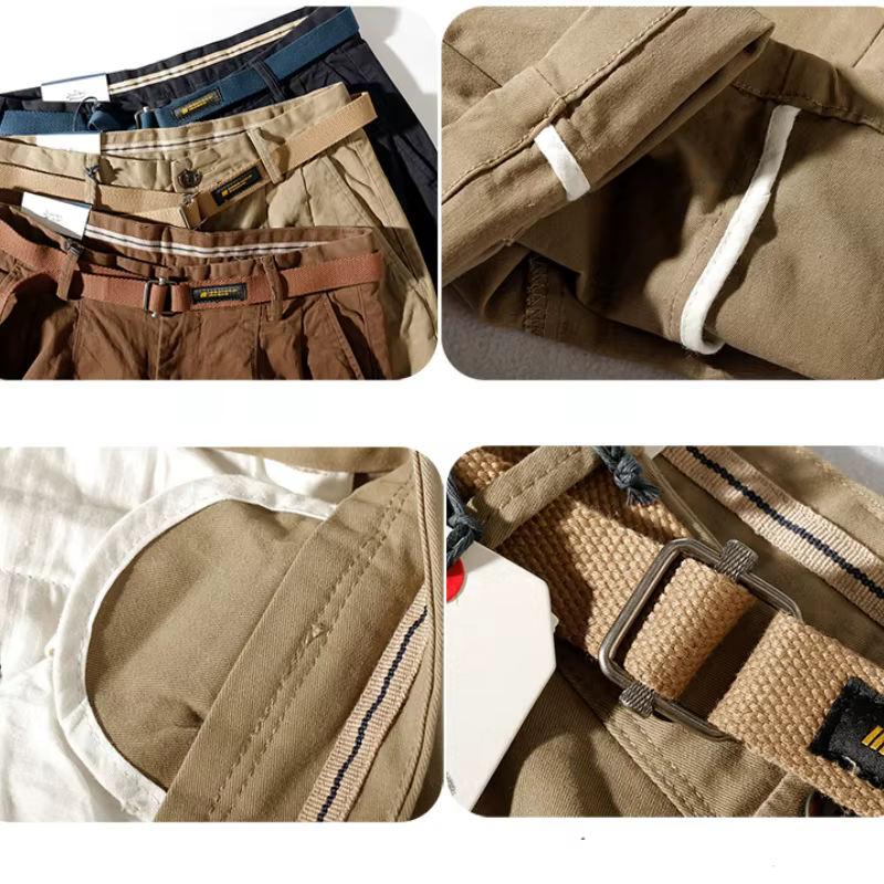 Pantalons décontractés japonais avec pieds amples rétro, vêtements à la mode pour hommes lavés avec un vieux pa conique à neuf points tissé élastique kaki