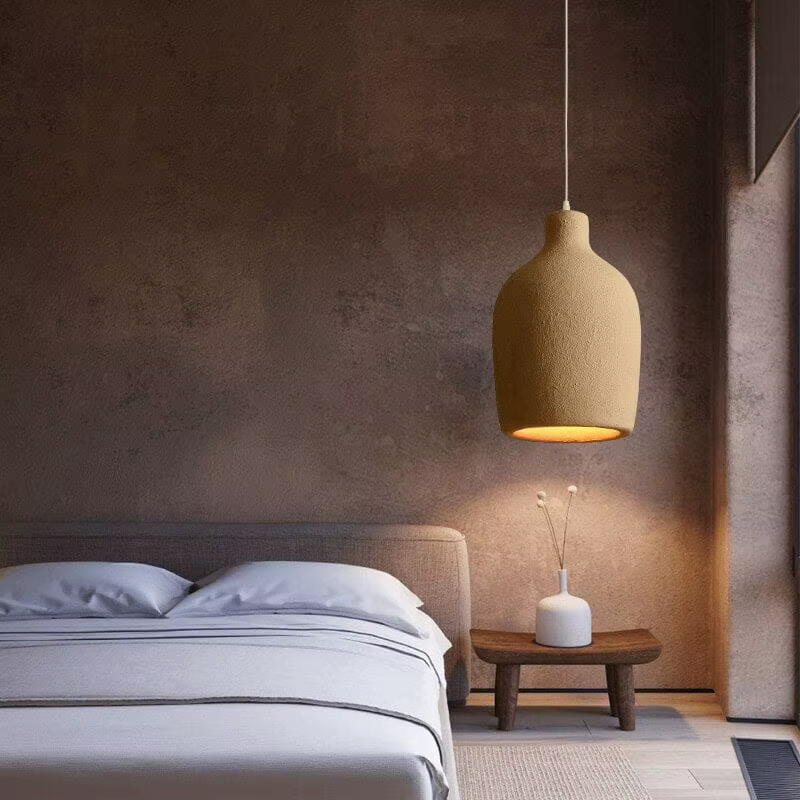 Wabi-sabi Style japonais Restaurant jaune travertin lustre Bar moderne chambre lampe de chevet minimaliste décoration de la maison LED