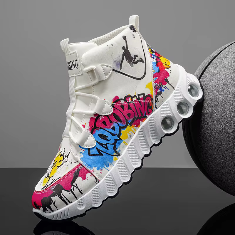 Chaussures de sport montantes pour hommes à semelle épaisse