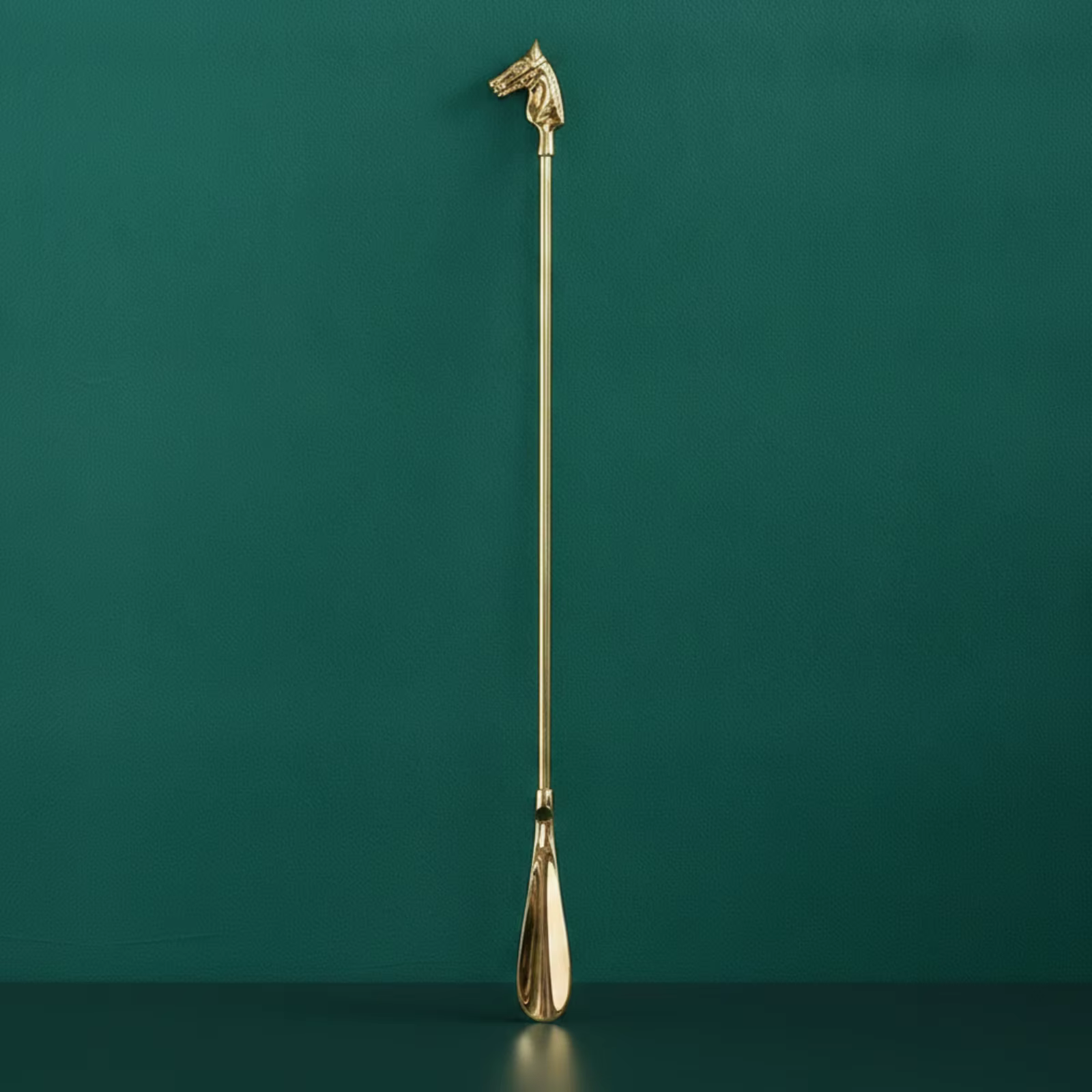 Chausse-pied en laiton avec tête de cheval, finition dorée polie, avec poignée décorative en forme de tête de cheval, facile à utiliser