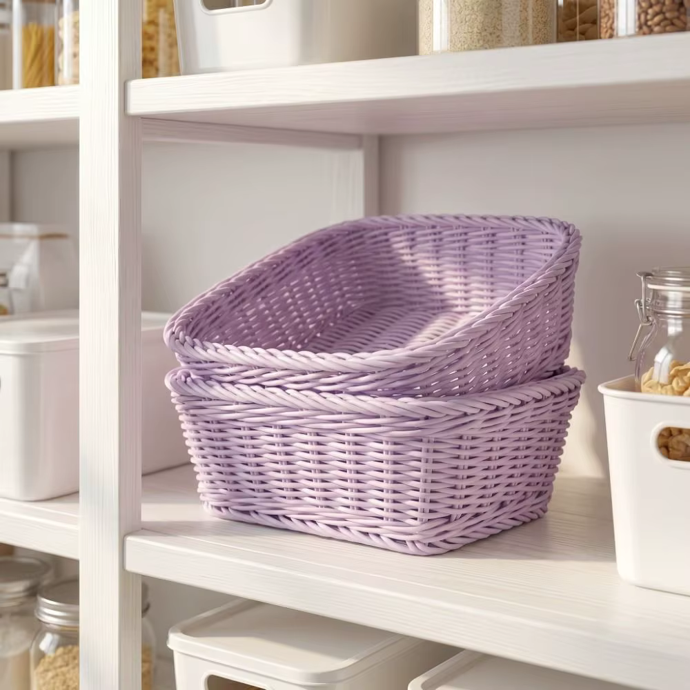 Panier de rangement carré décoratif pour la maison, idéal pour le bureau, les fruits et l'organisation de bureau