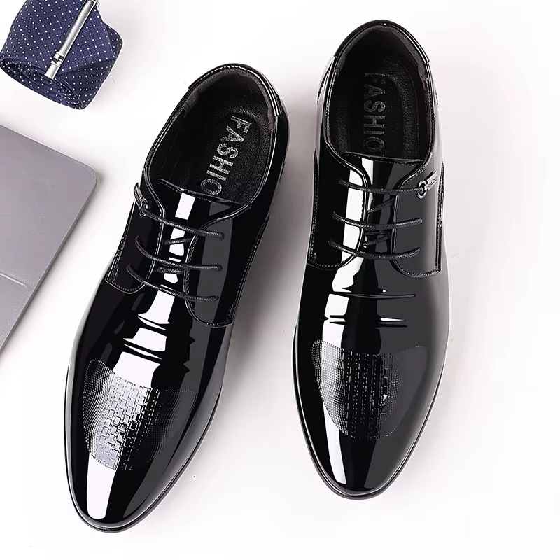 Chaussures Oxford de Luxe en Cuir Verni Respirant pour Homme