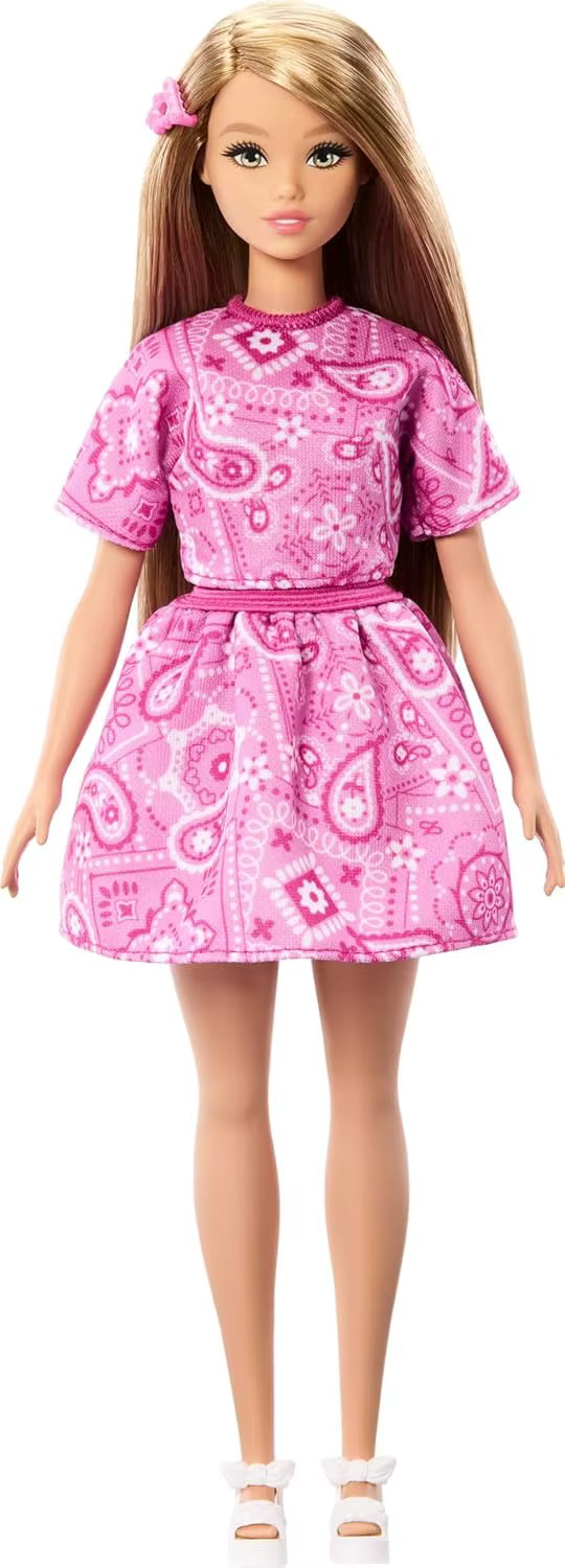 Poupée originale de style Barbie, robe à imprimé floral rose blond, accessoires à talons hauts, pince à cheveux Fanshionista 1/6, jouets à habiller