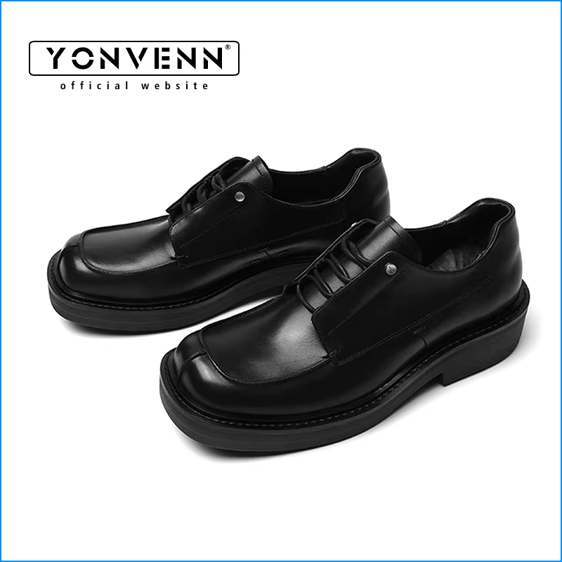Frankenstein chaussures derby à bout carré avec sensation haut de gamme en cuir véritable rétro