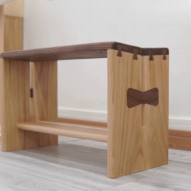 Banc à chaussures d'entrée en noyer noir