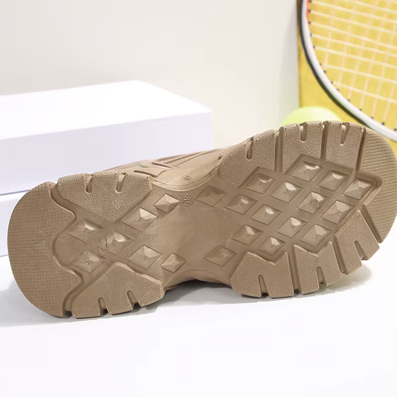 Baskets rétro kaki à plateforme épaisse pour femmes